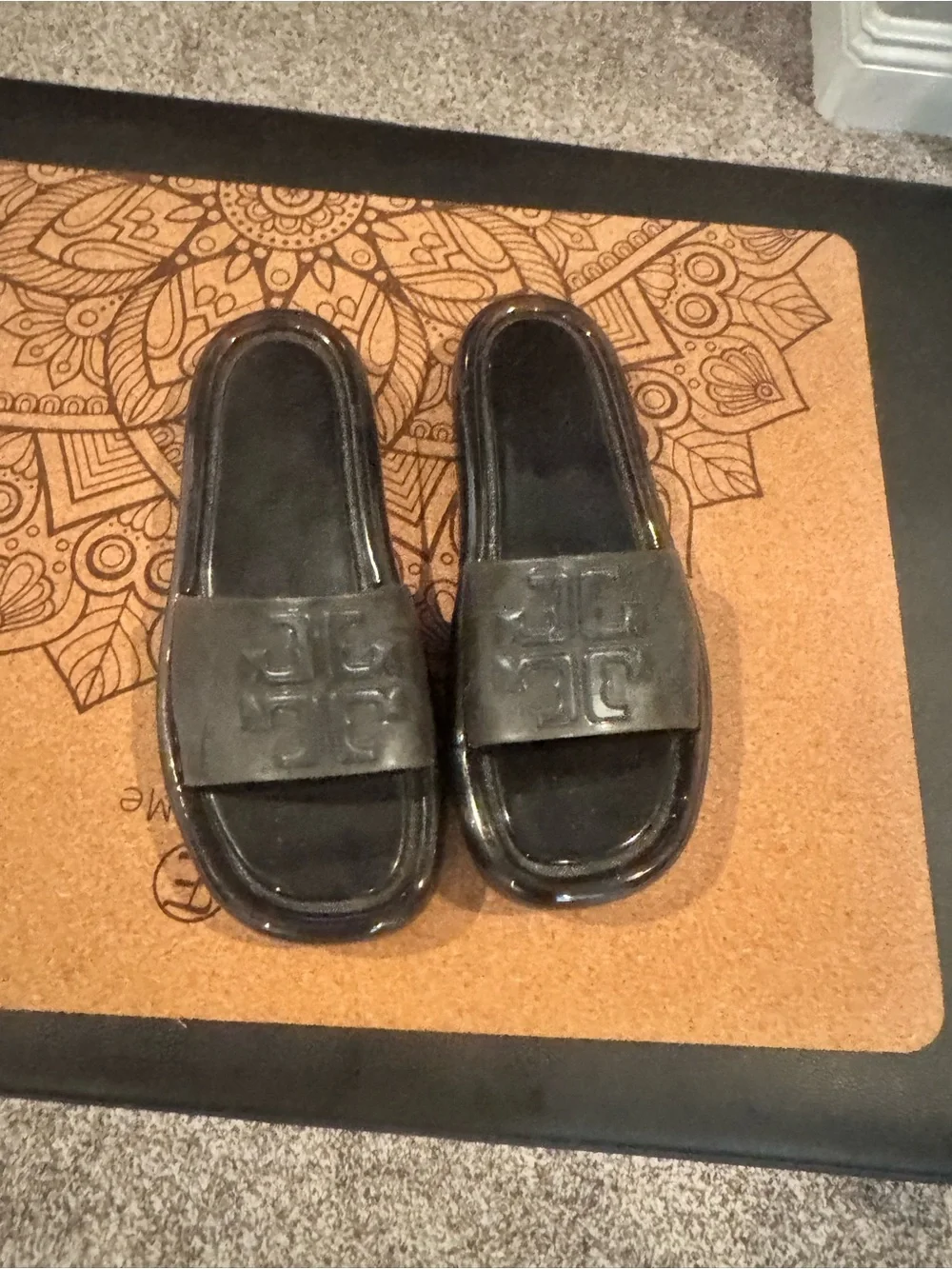 Tory Burch jelly bubble Black Slide Sandals with Embossed Logo